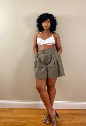 Pleated Utility Shorts