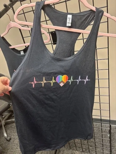 Pride Pulse Rainbow Heart Tank Top
