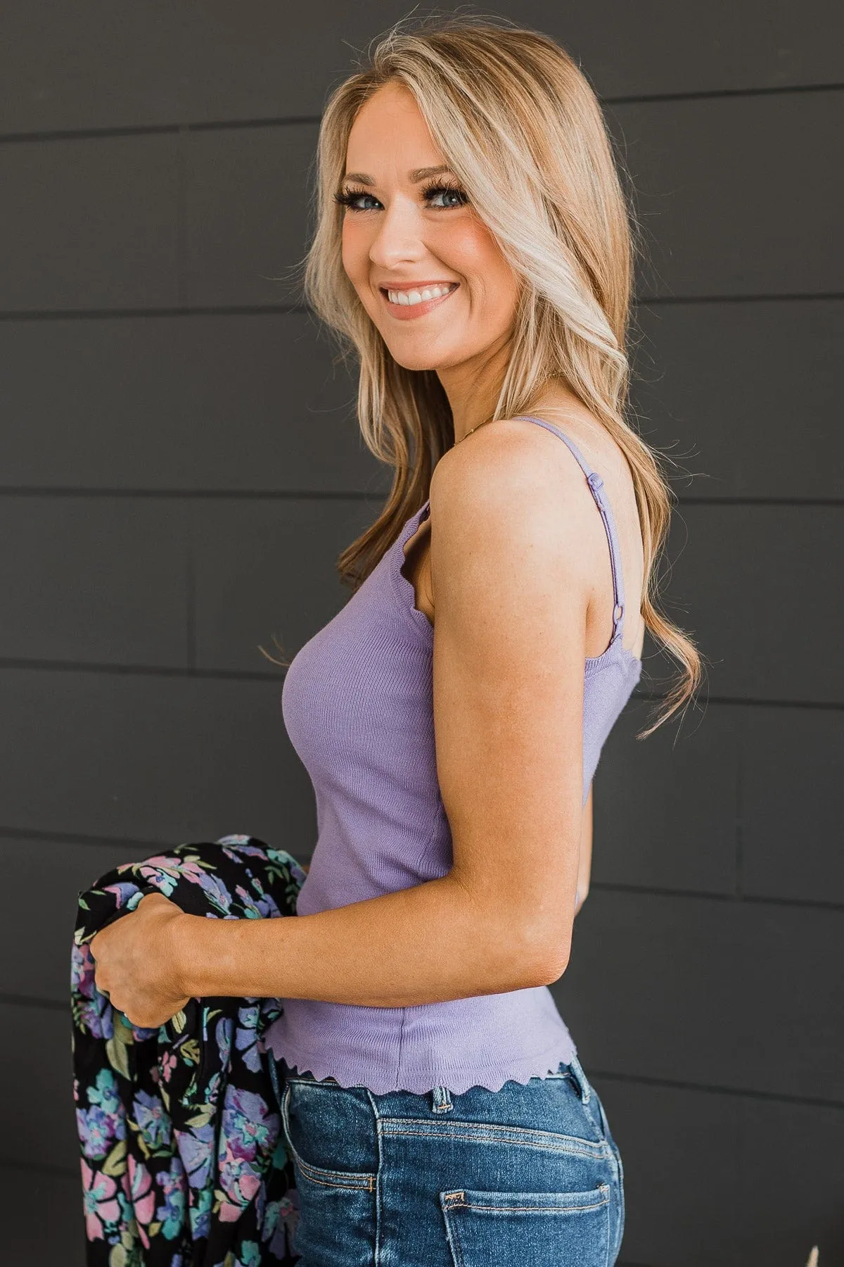 Pure Coincidence Knit Tank Top- Deep Lavender