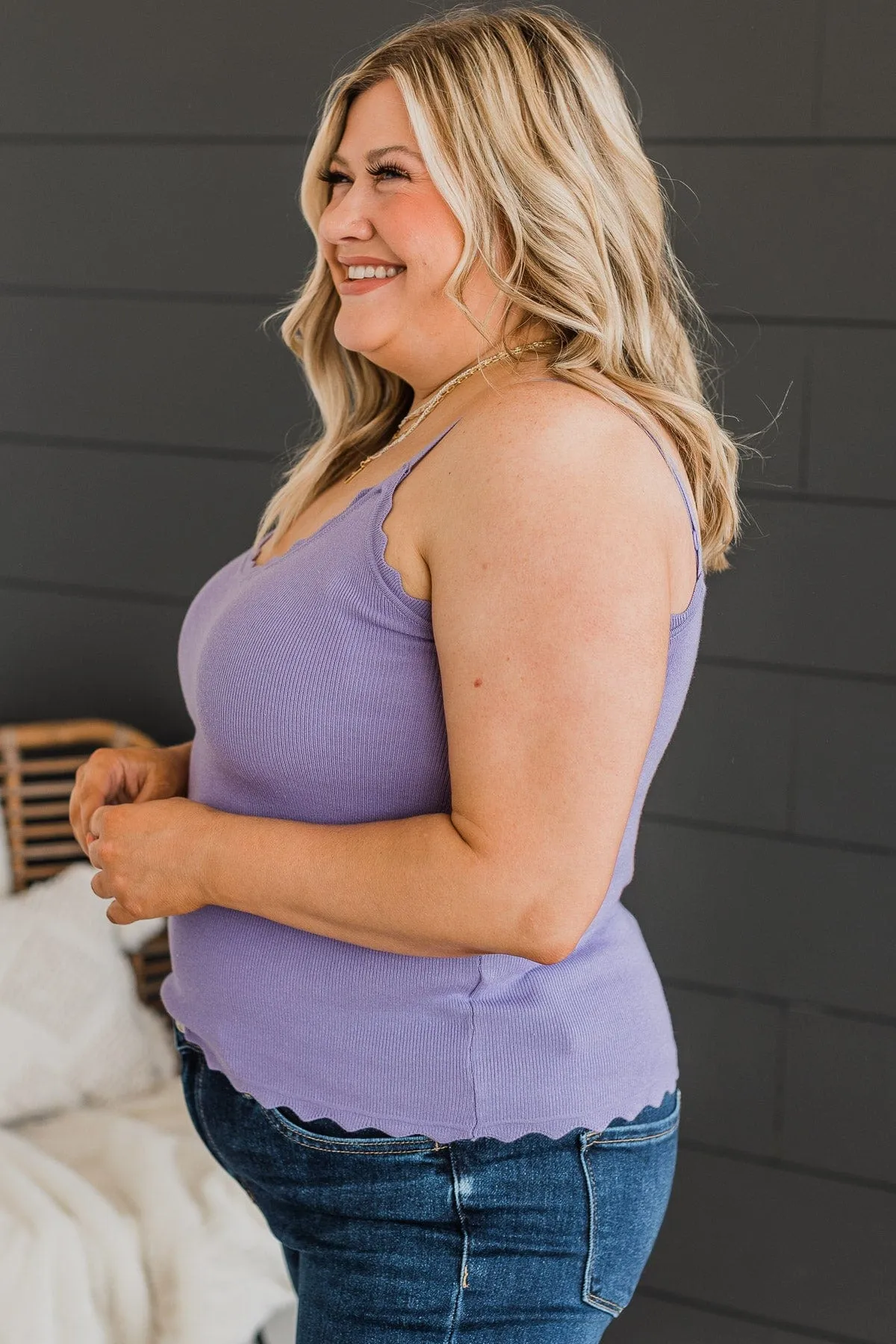 Pure Coincidence Knit Tank Top- Deep Lavender
