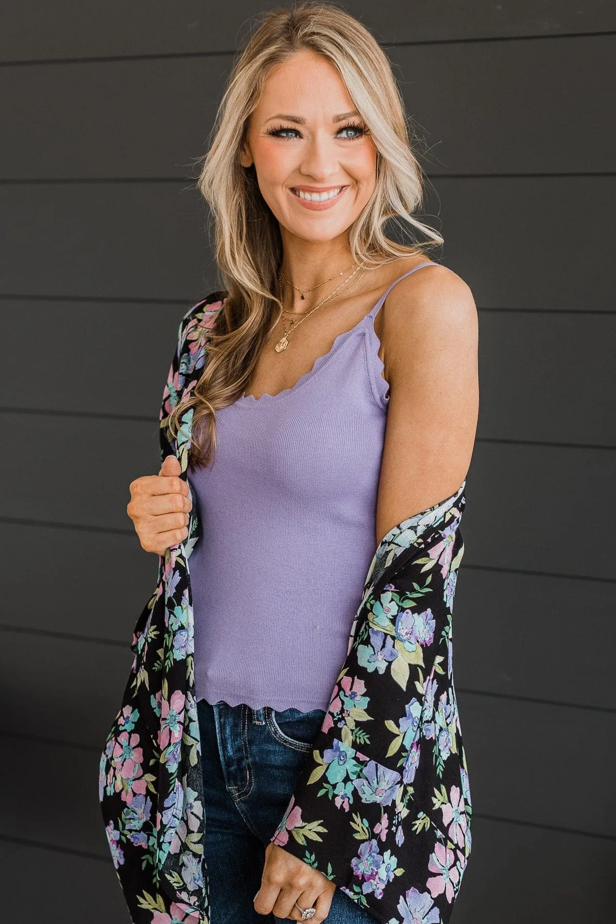 Pure Coincidence Knit Tank Top- Deep Lavender