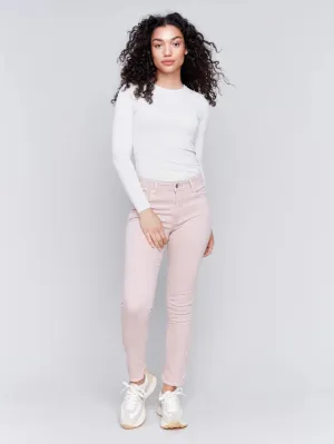 Quartz Pink Tulip Back Fringe Hem Pant