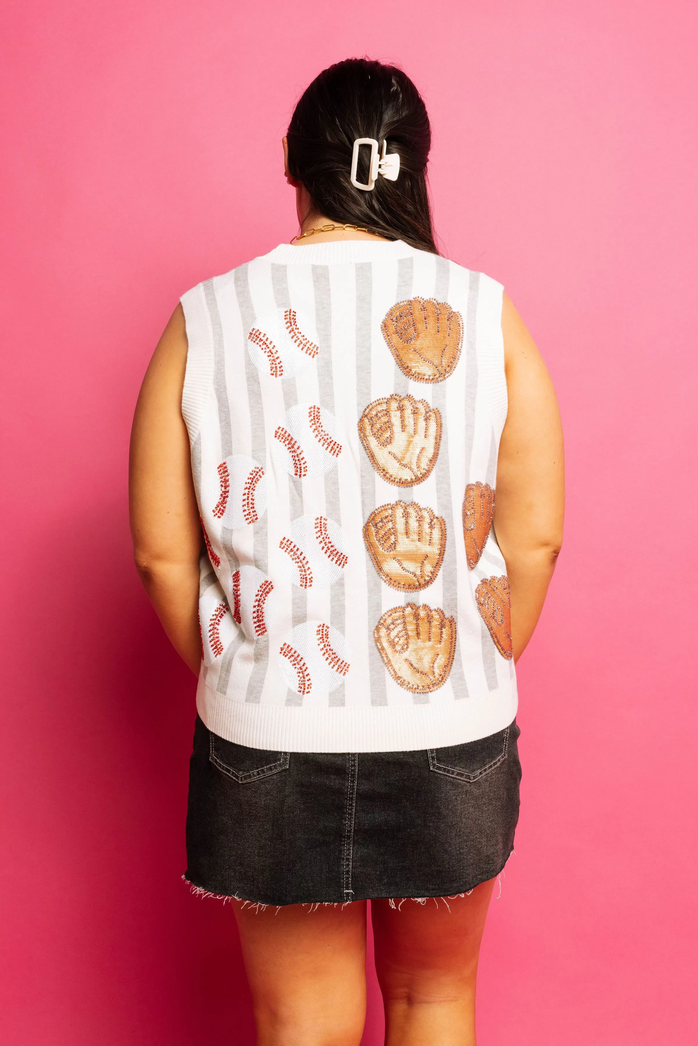 Queen of Sparkles Stripe Baseball Glove and Ball Tank
