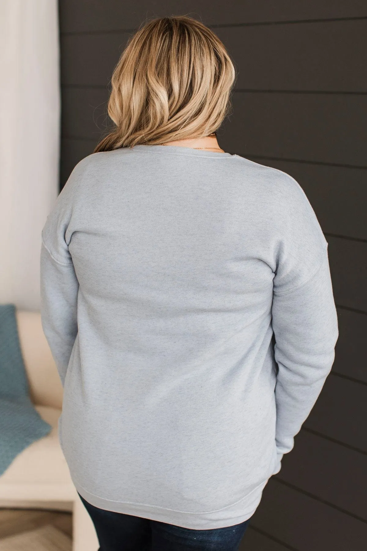 "Coffee" Crew Neck Pullover- Periwinkle