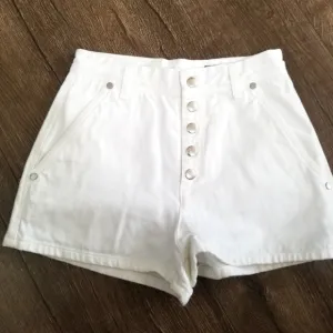 RAG &amp; BONE WHITE SILVER BUTTON HIGH RISE SHORTS