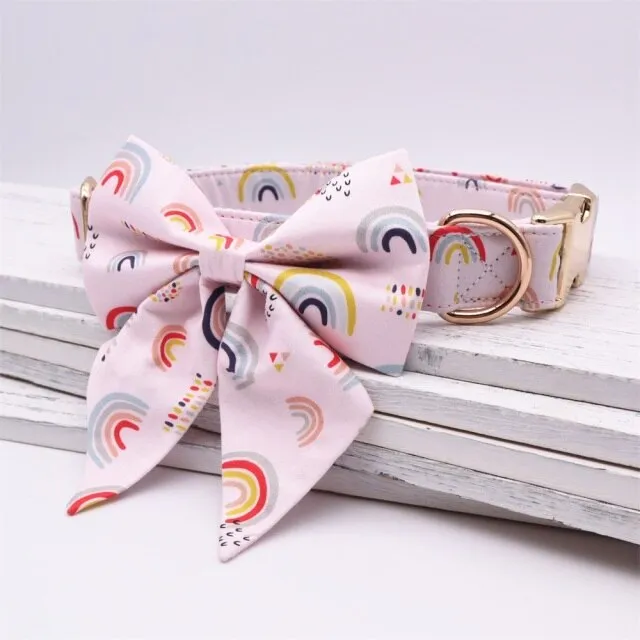 Rainbow Dots Butterfly Collar: Personalized ID Collars