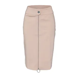 Rapheeze Front Zipline Tan Midi Pencil Skirt - Women