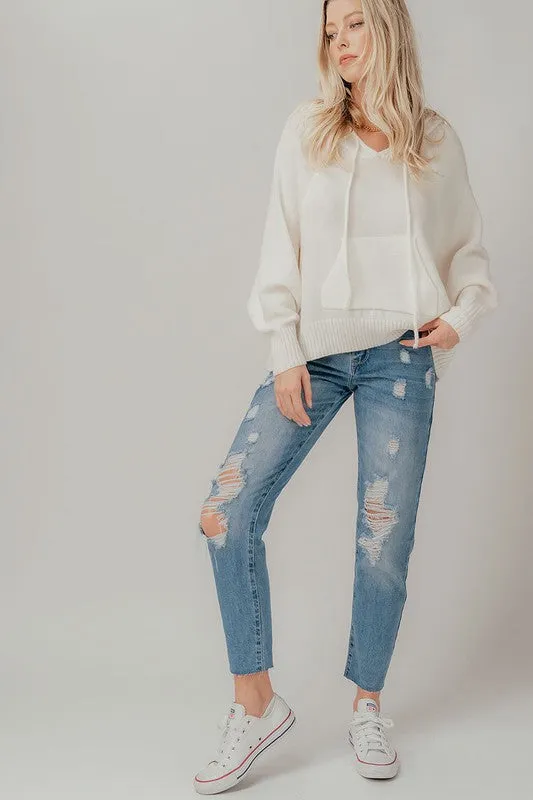 Raw Hem Distress Denim