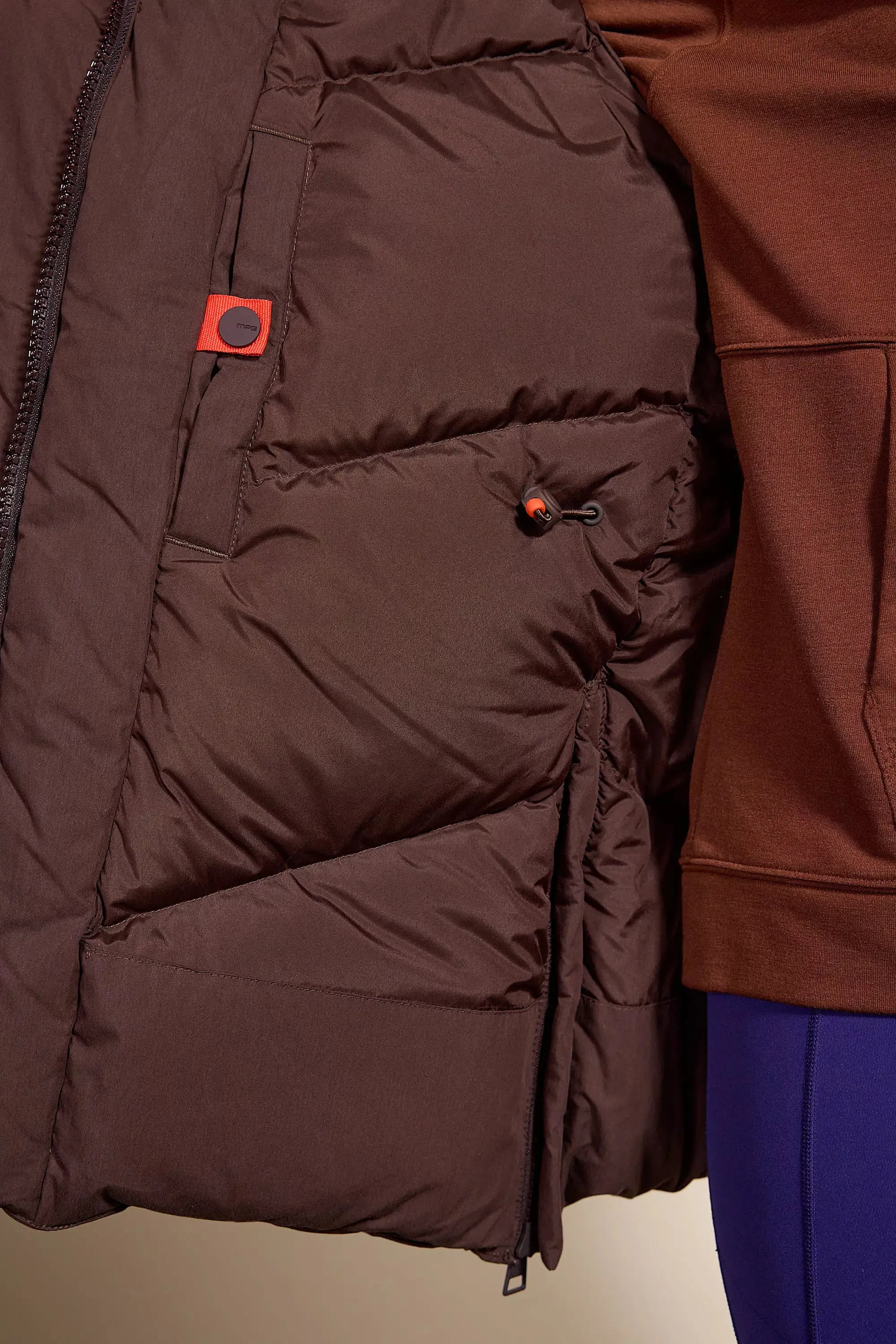 RDS Down Hip-Length Puffer - Chocolate Brown