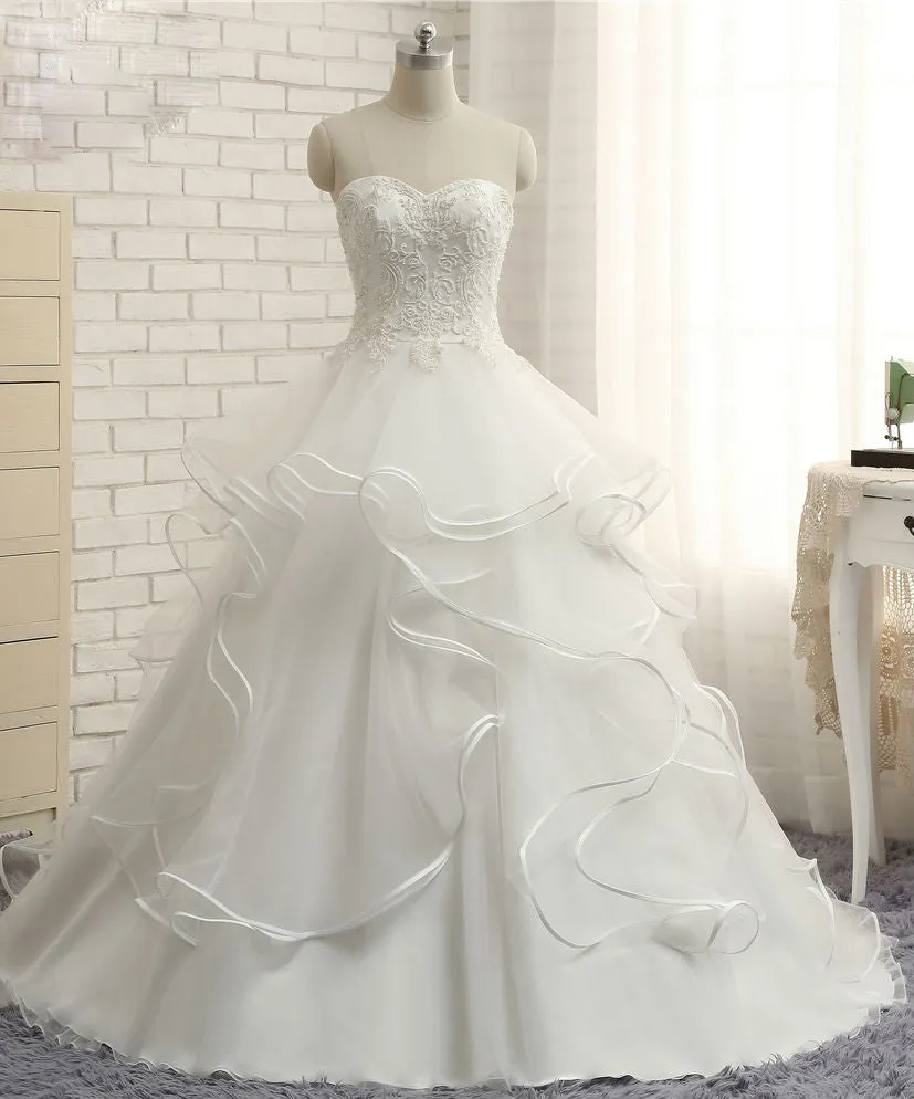Real Photo Ivory A-Line Wedding Dress