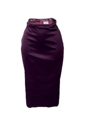 RECLAIMED ETAM PURPLE SATIN PENCIL SKIRT