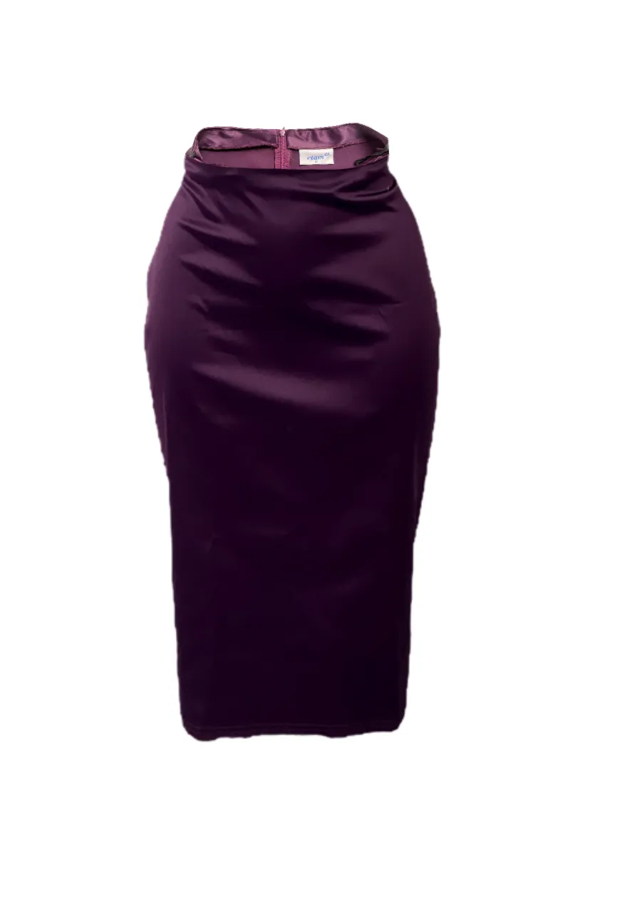 RECLAIMED ETAM PURPLE SATIN PENCIL SKIRT