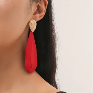 Red Enamel & 18K Gold-Plated Drop Earrings