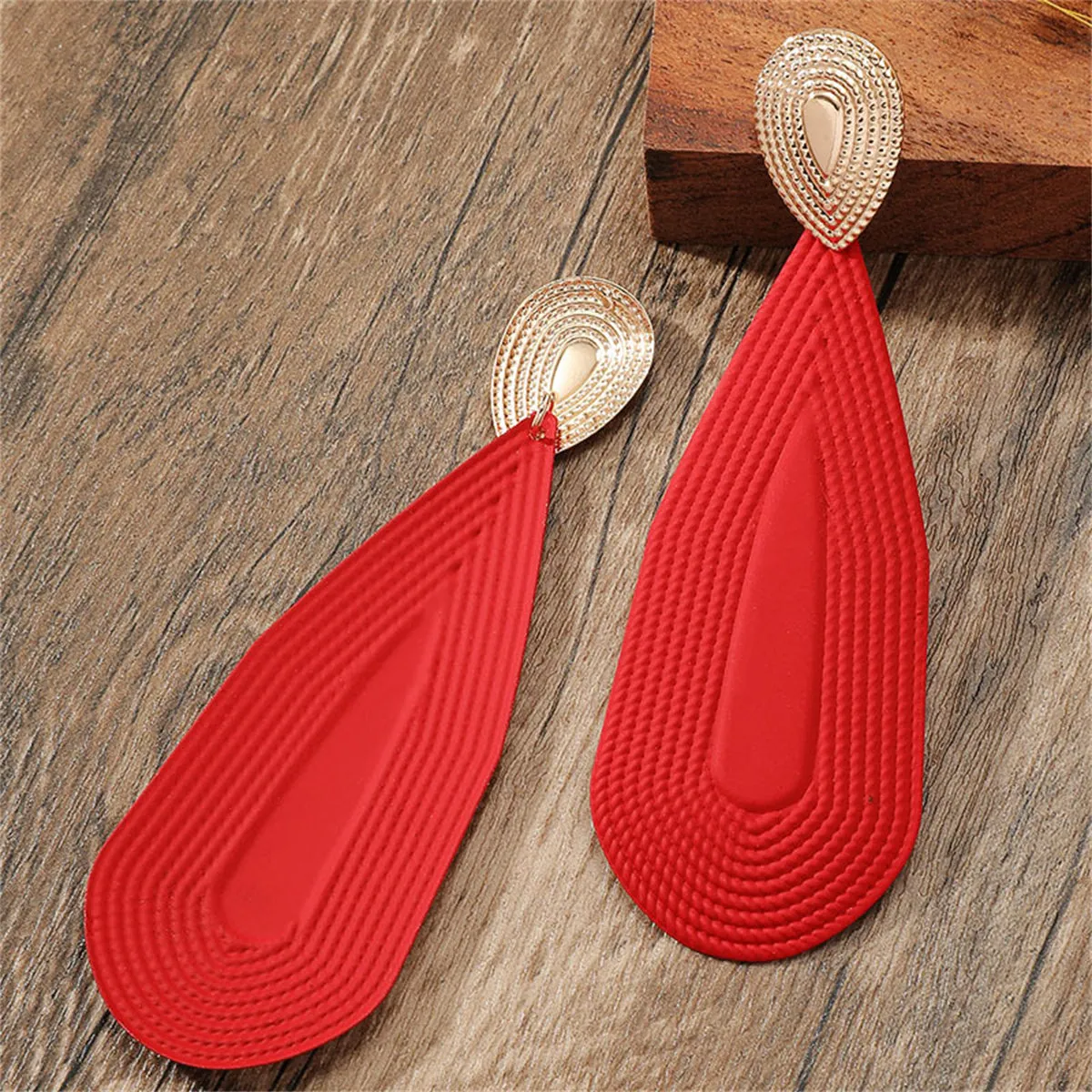 Red Enamel & 18K Gold-Plated Drop Earrings
