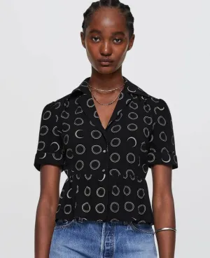 Re/Done Micro Bowling Shirt - Black/Cream