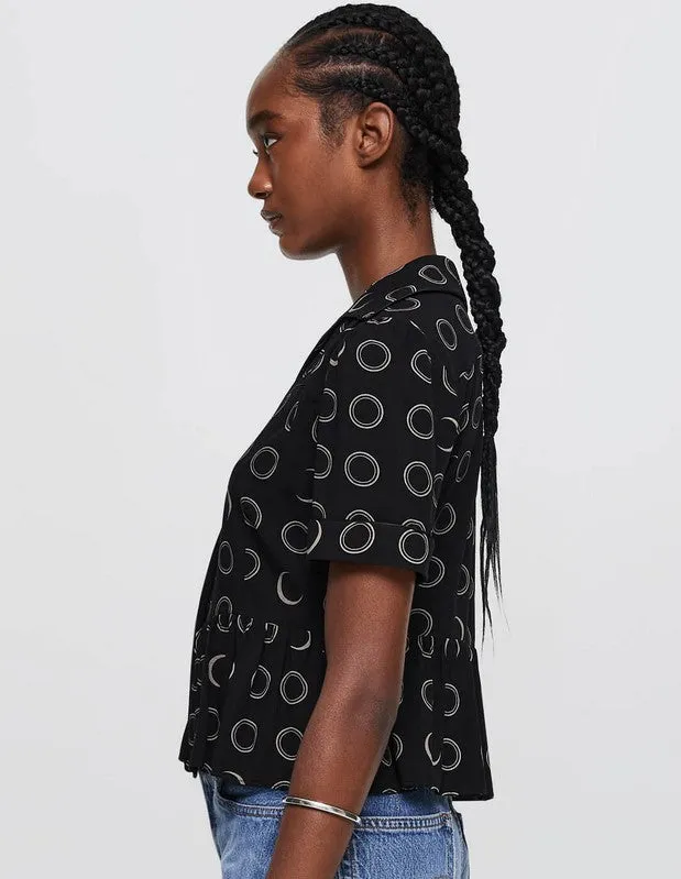 Re/Done Micro Bowling Shirt - Black/Cream