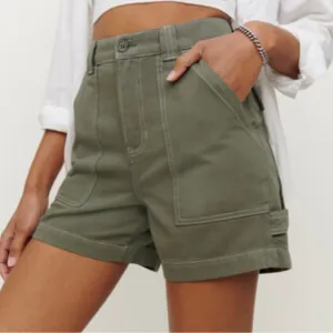 Reformation Pierce Utility Shorts Army - Size 23