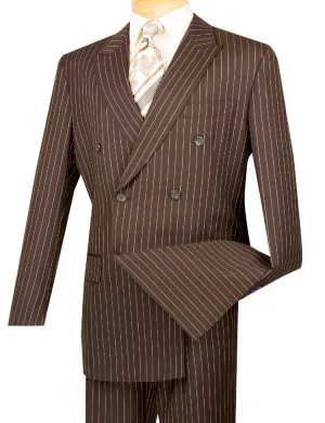 Regular Fit Double Breasted Stripe 2 Piece Suit (Brown) DSS-4