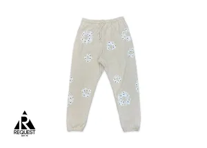 Rhinestone Wreath Sweatpants "Oatmeal"