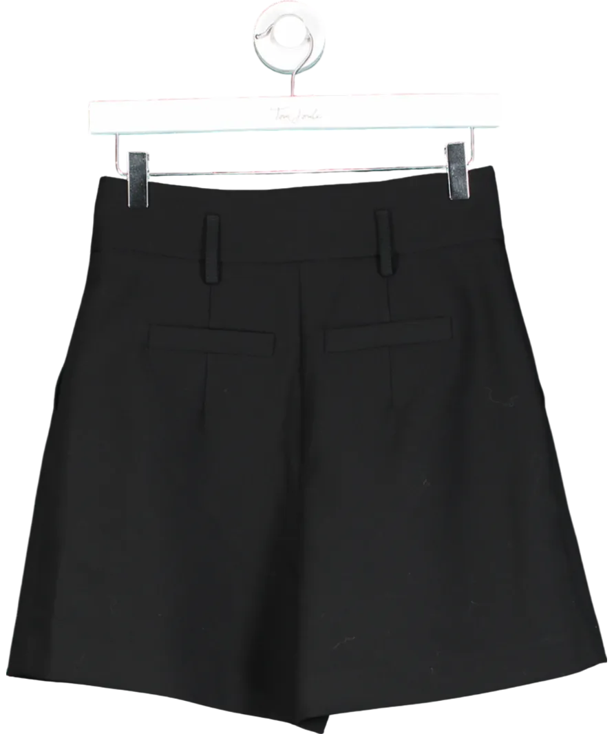 River Island Black High Waisted Pleated Shorts UK 6
