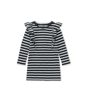 Ruffle Sleeve A-Line Dress - Indigo