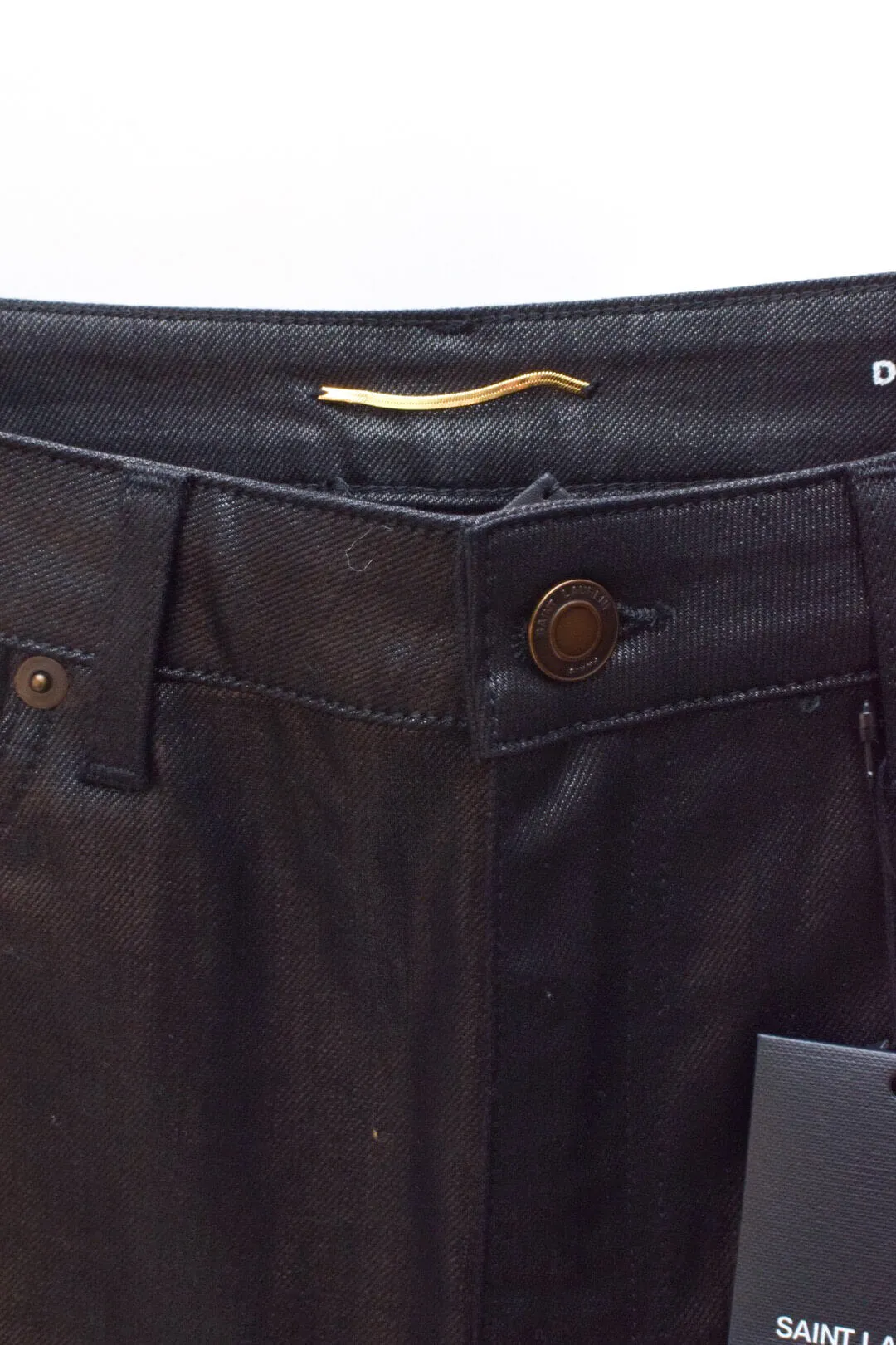Saint Laurent Black Coated Denim