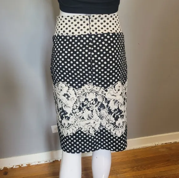 Save The Queen Polka Dot Floral Pencil Skirt, VGUC, Size S