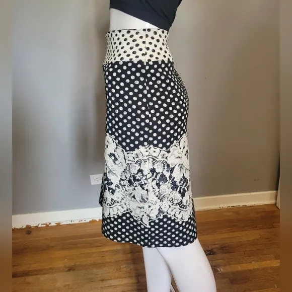 Save The Queen Polka Dot Floral Pencil Skirt, VGUC, Size S