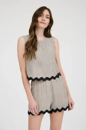 Scalloped Striped Short Set