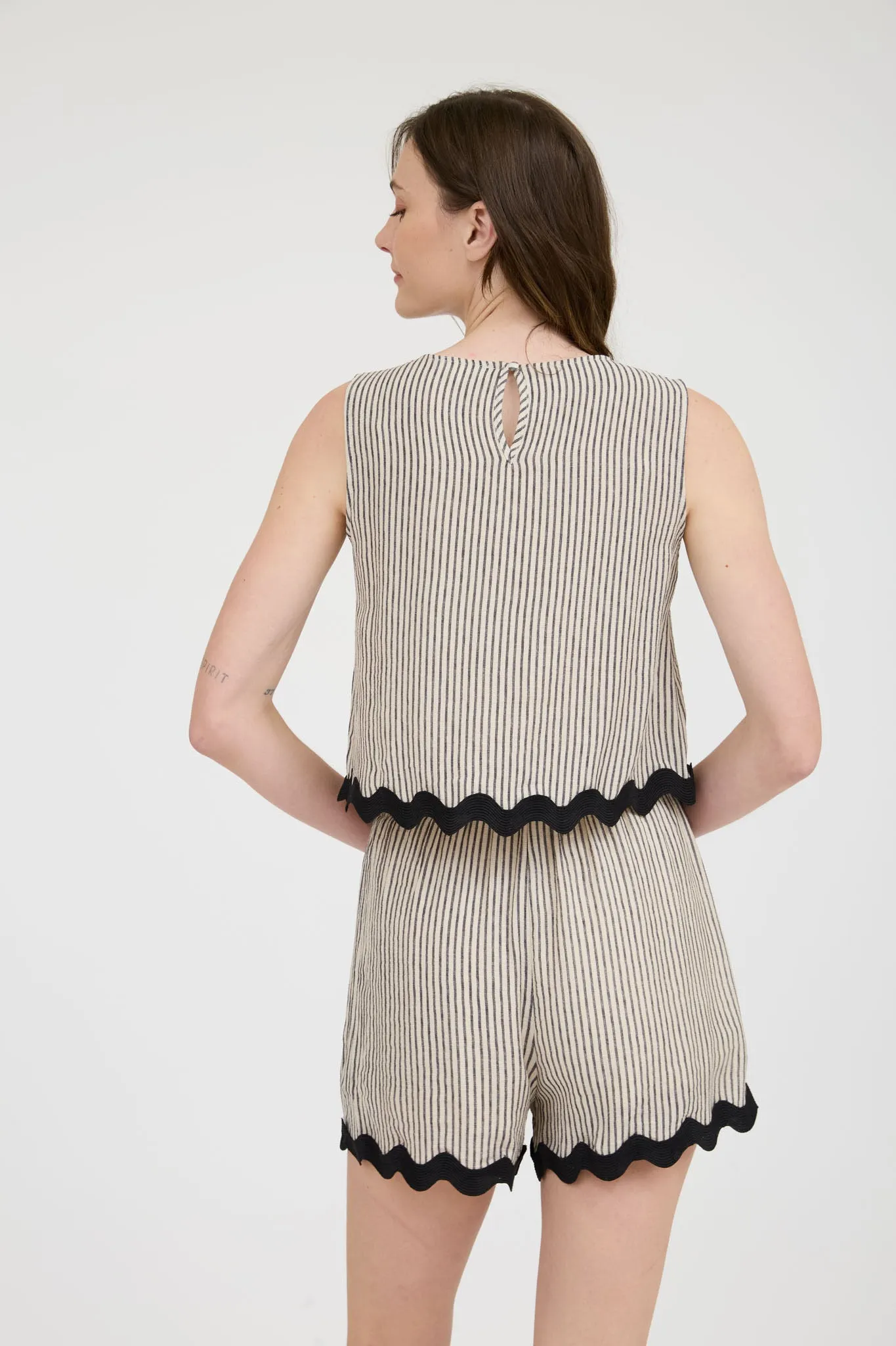 Scalloped Striped Short Set