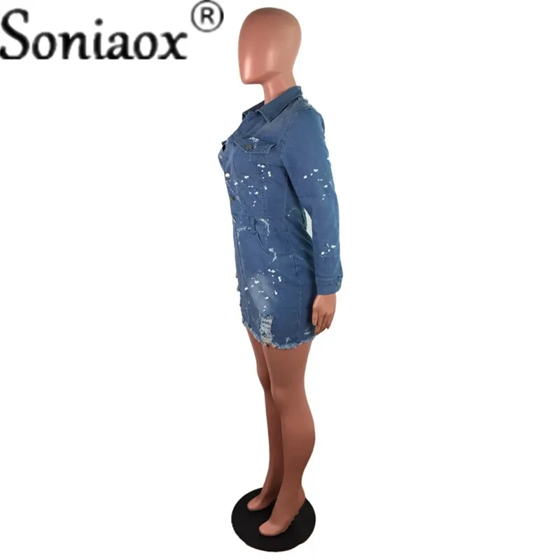 Sexy Turndown Collar Cotton Bodycon Jean Dress 2021 Summer Party Club Denim Dress Women Breasted Mini Bag Hip Dress