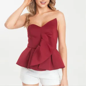 Sexy Vest Strapless Slim Fit Tube Top With Ruffle