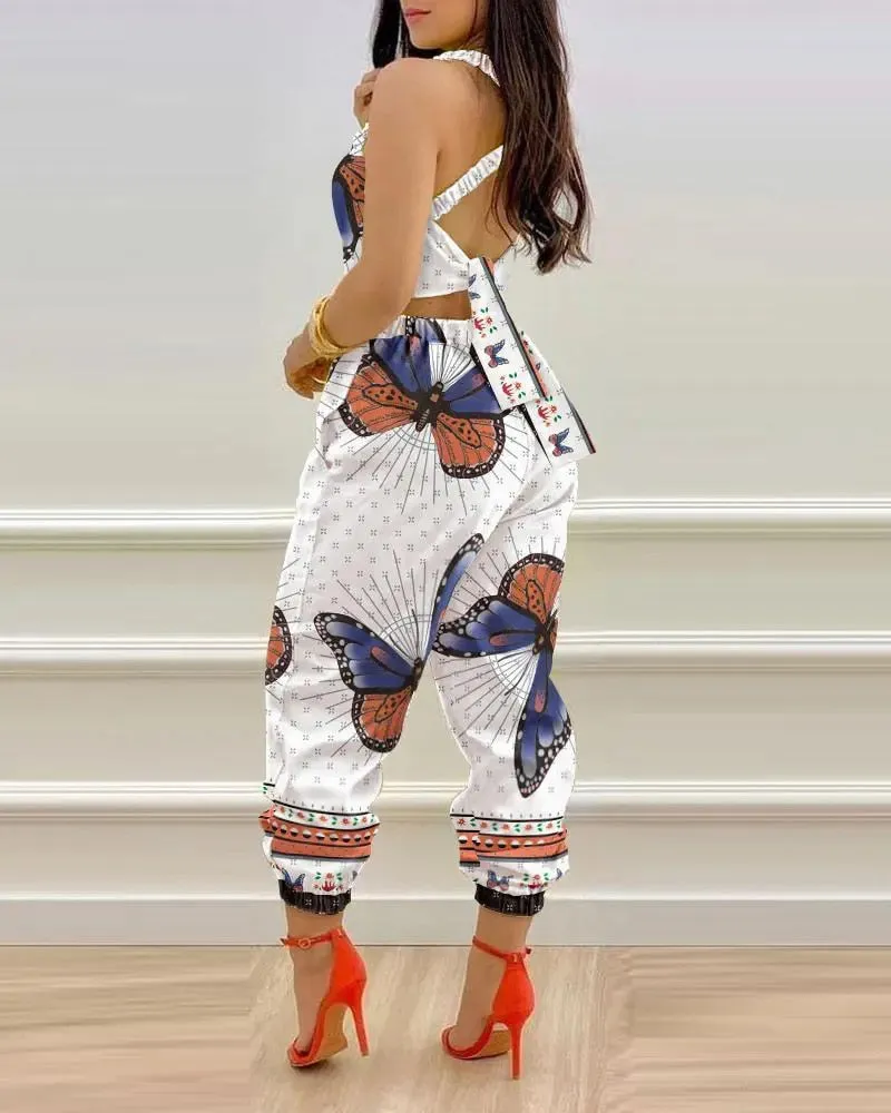 Sexy Women's Jumpsuits Flower Hollow Out 2023 Summer Suspender Backless Strap Fashion Slim Top Pants Combination Jumpsuit S-XXXL