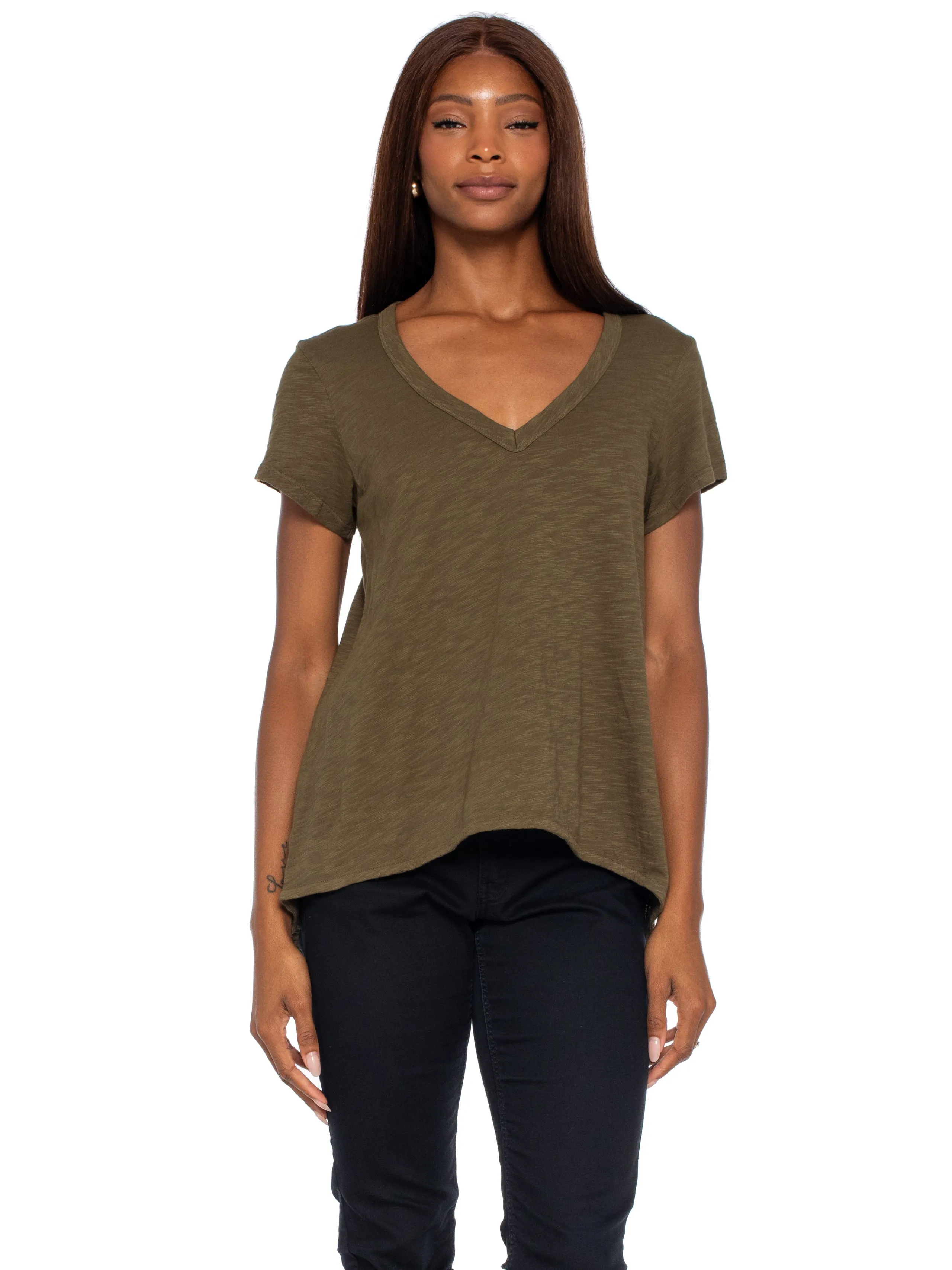Short Sleeve Sexy BF Shrunken Deep V-Neck