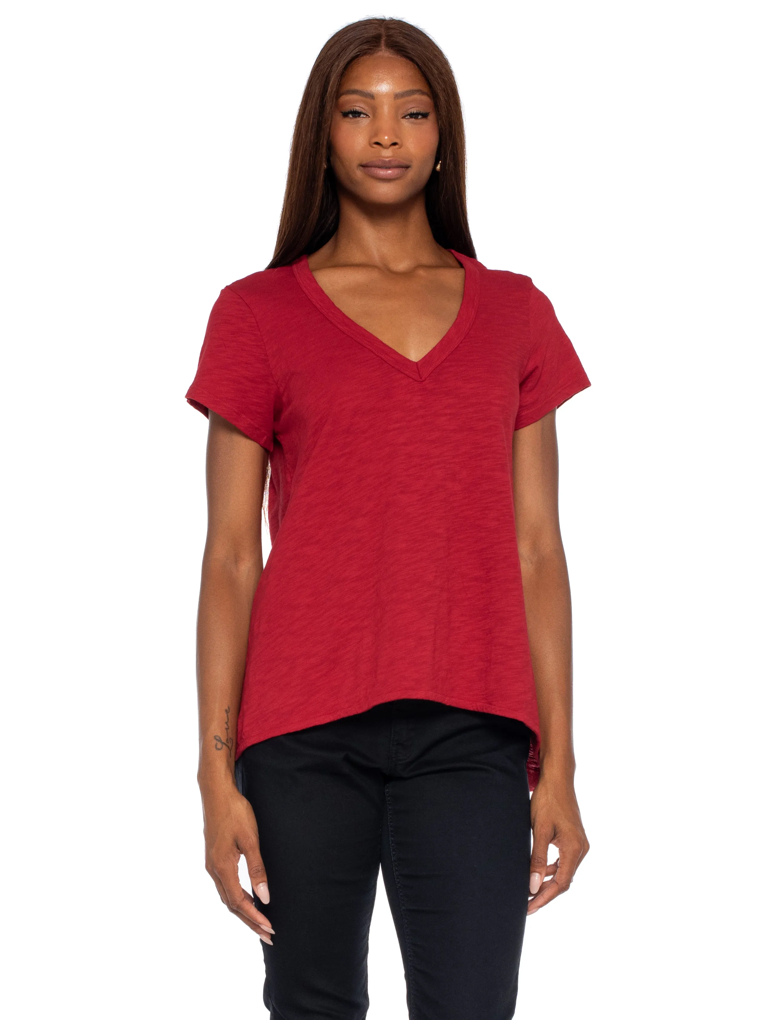 Short Sleeve Sexy BF Shrunken Deep V-Neck