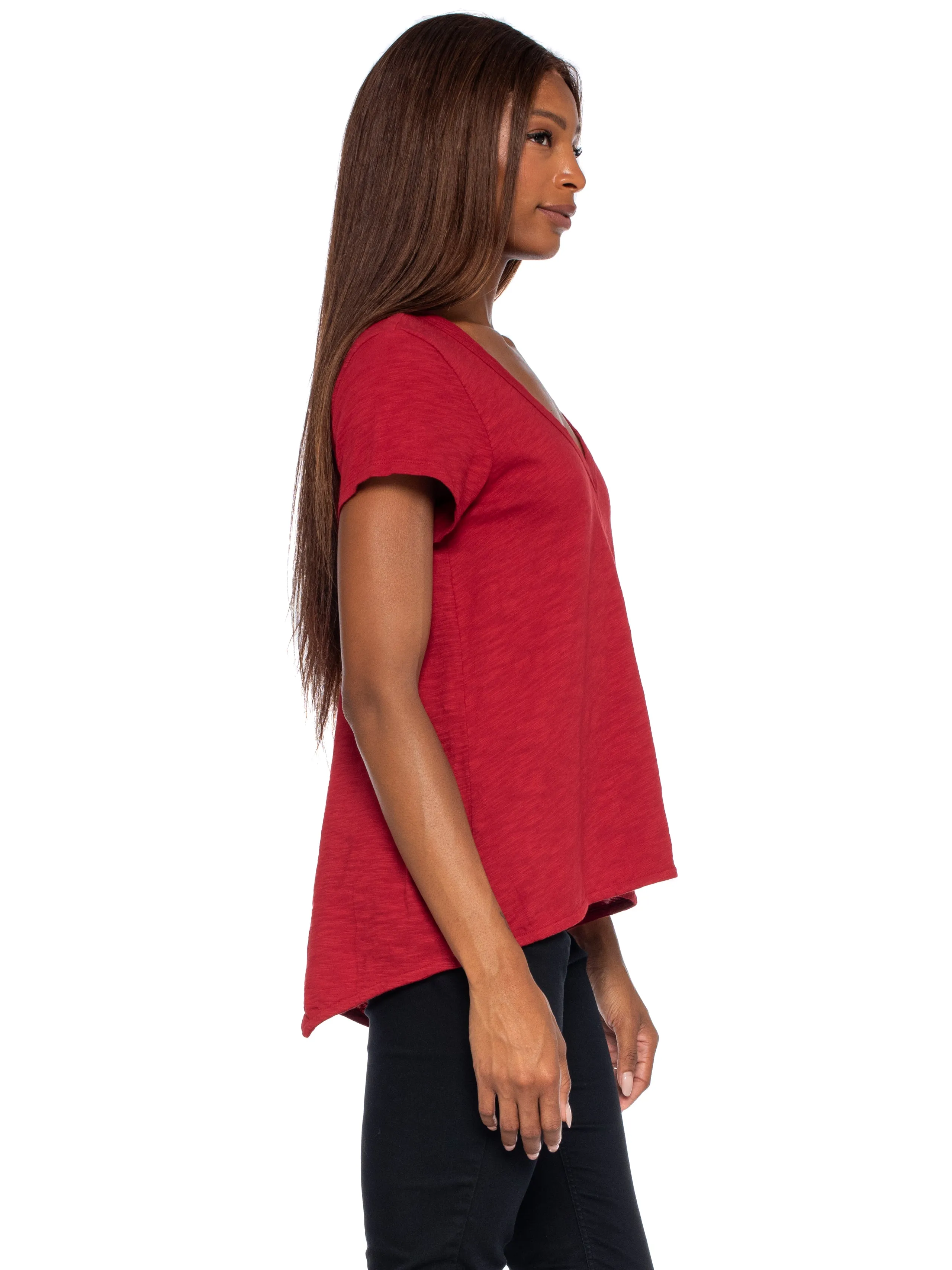 Short Sleeve Sexy BF Shrunken Deep V-Neck