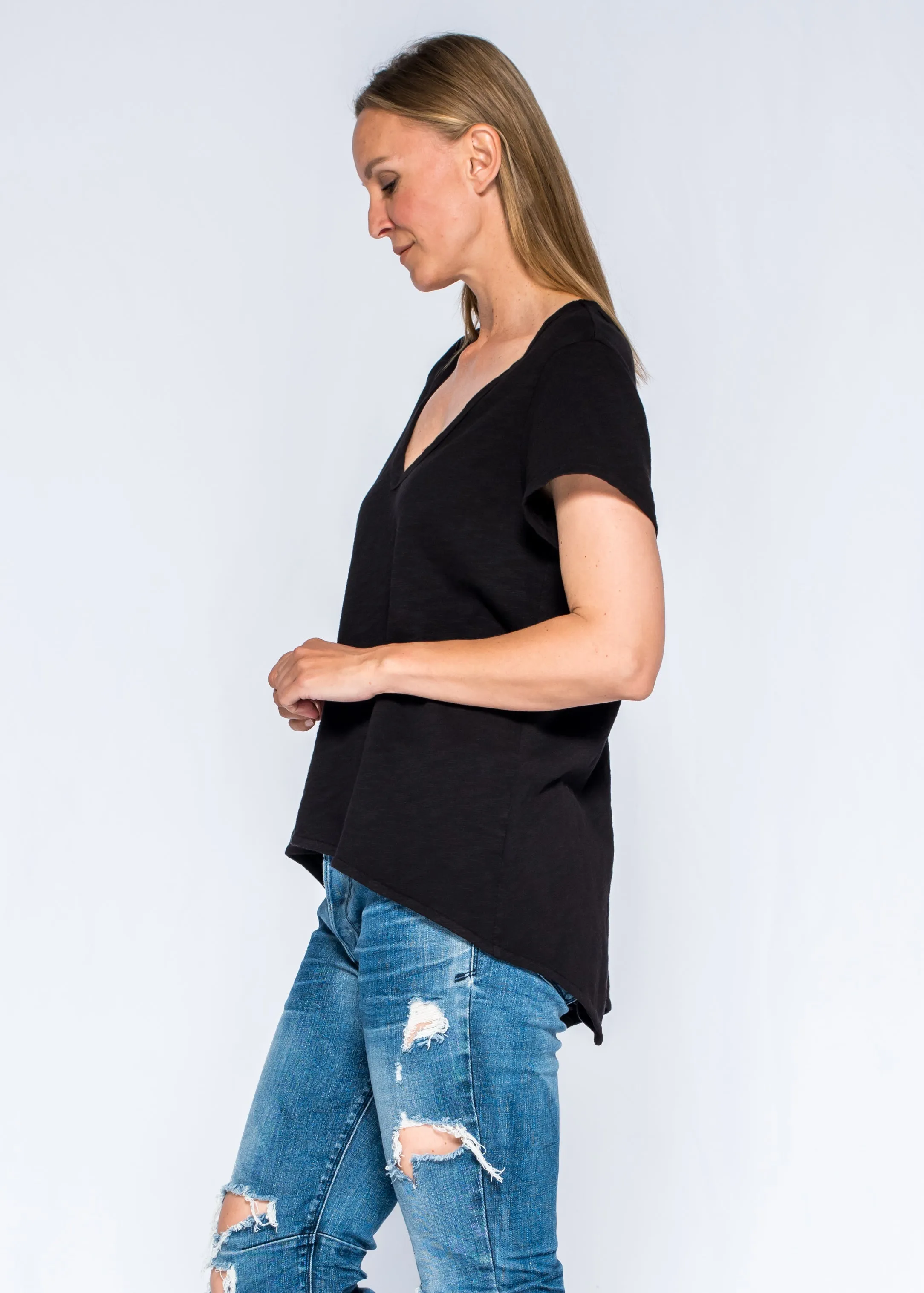 Short Sleeve Sexy BF Shrunken Deep V-Neck