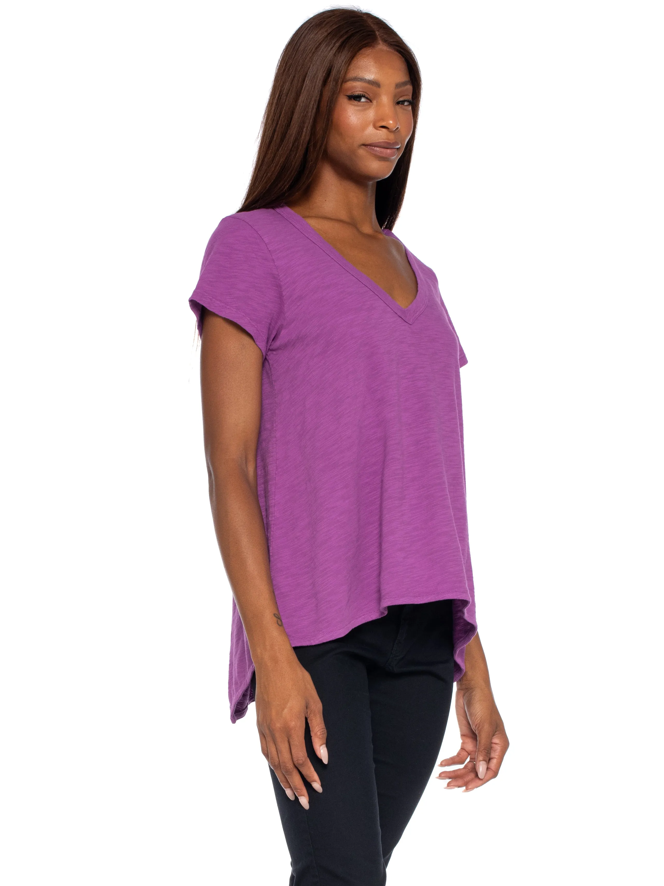 Short Sleeve Sexy BF Shrunken Deep V-Neck