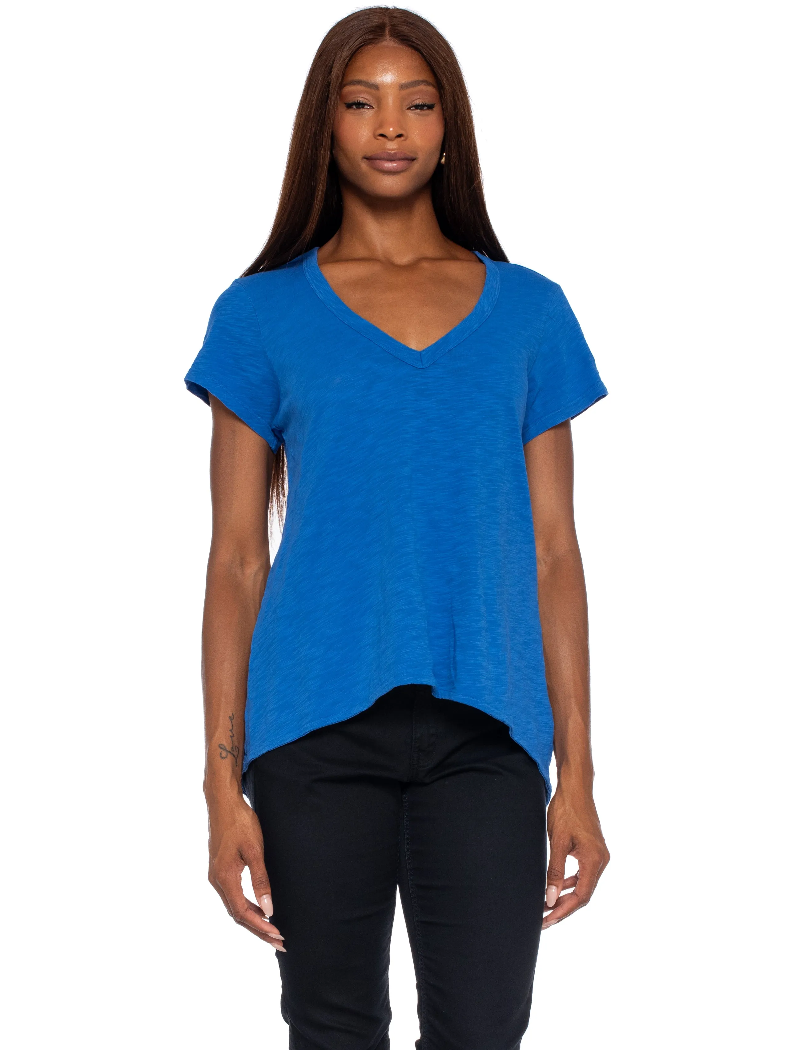 Short Sleeve Sexy BF Shrunken Deep V-Neck