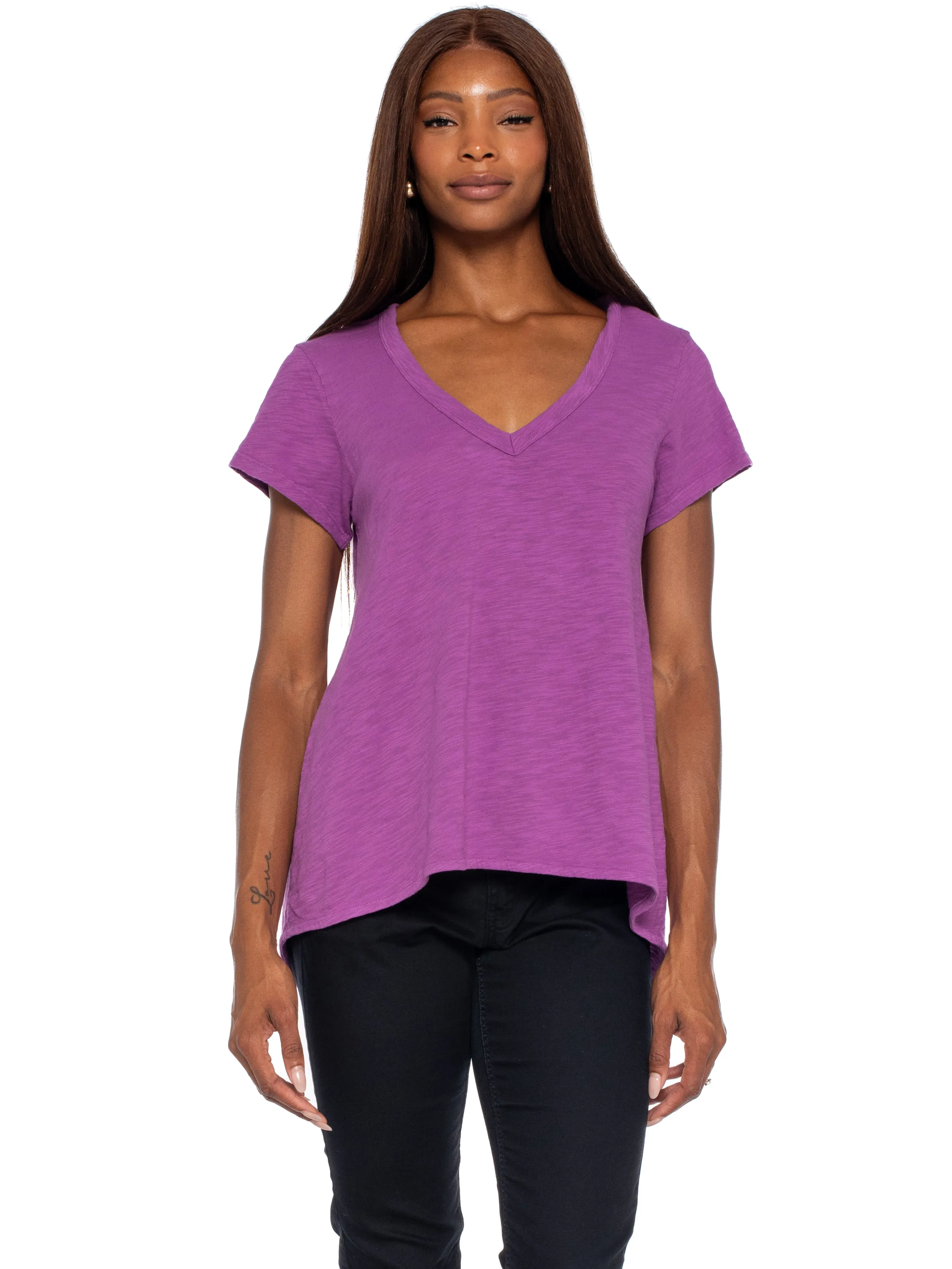 Short Sleeve Sexy BF Shrunken Deep V-Neck