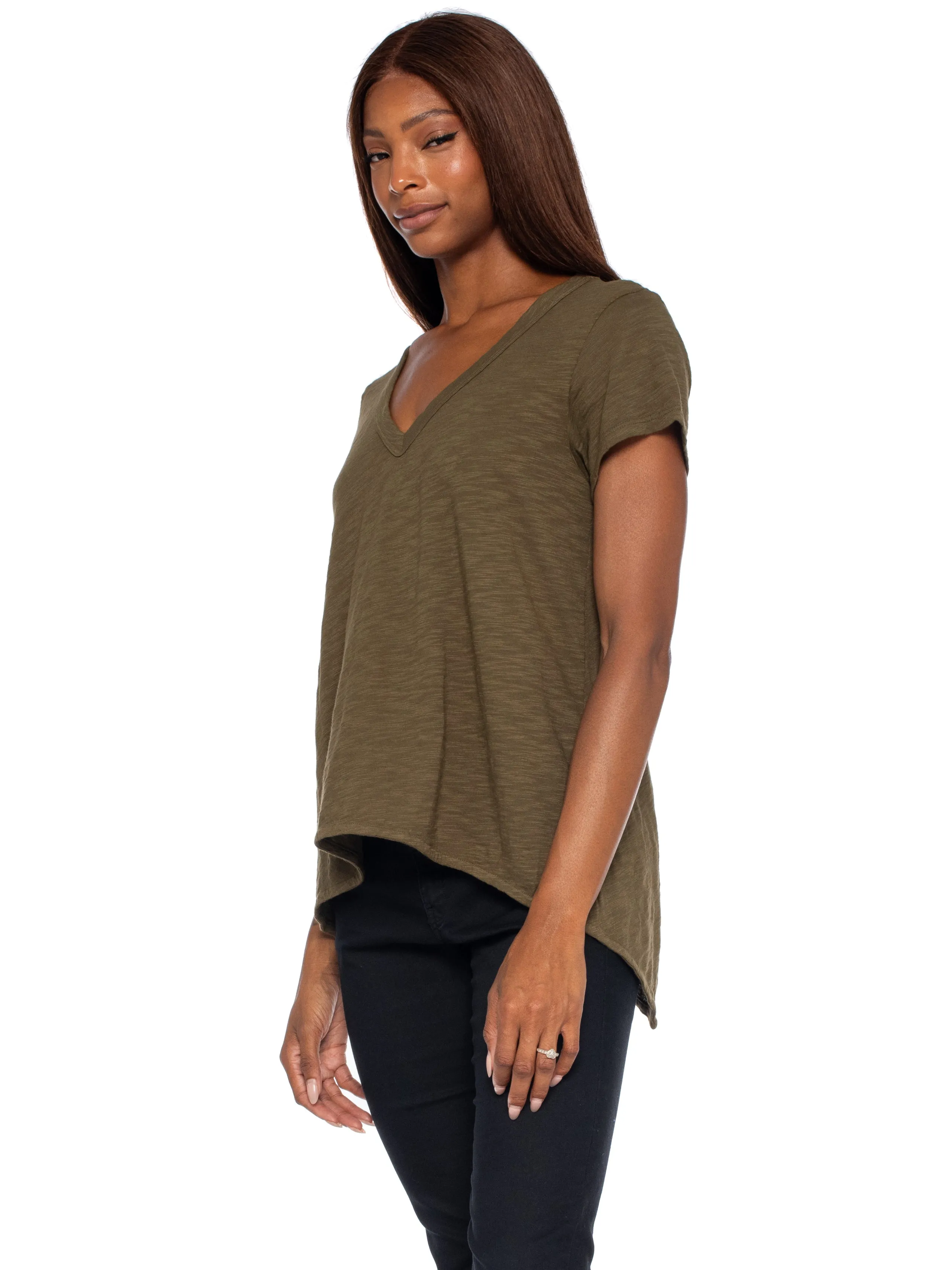 Short Sleeve Sexy BF Shrunken Deep V-Neck