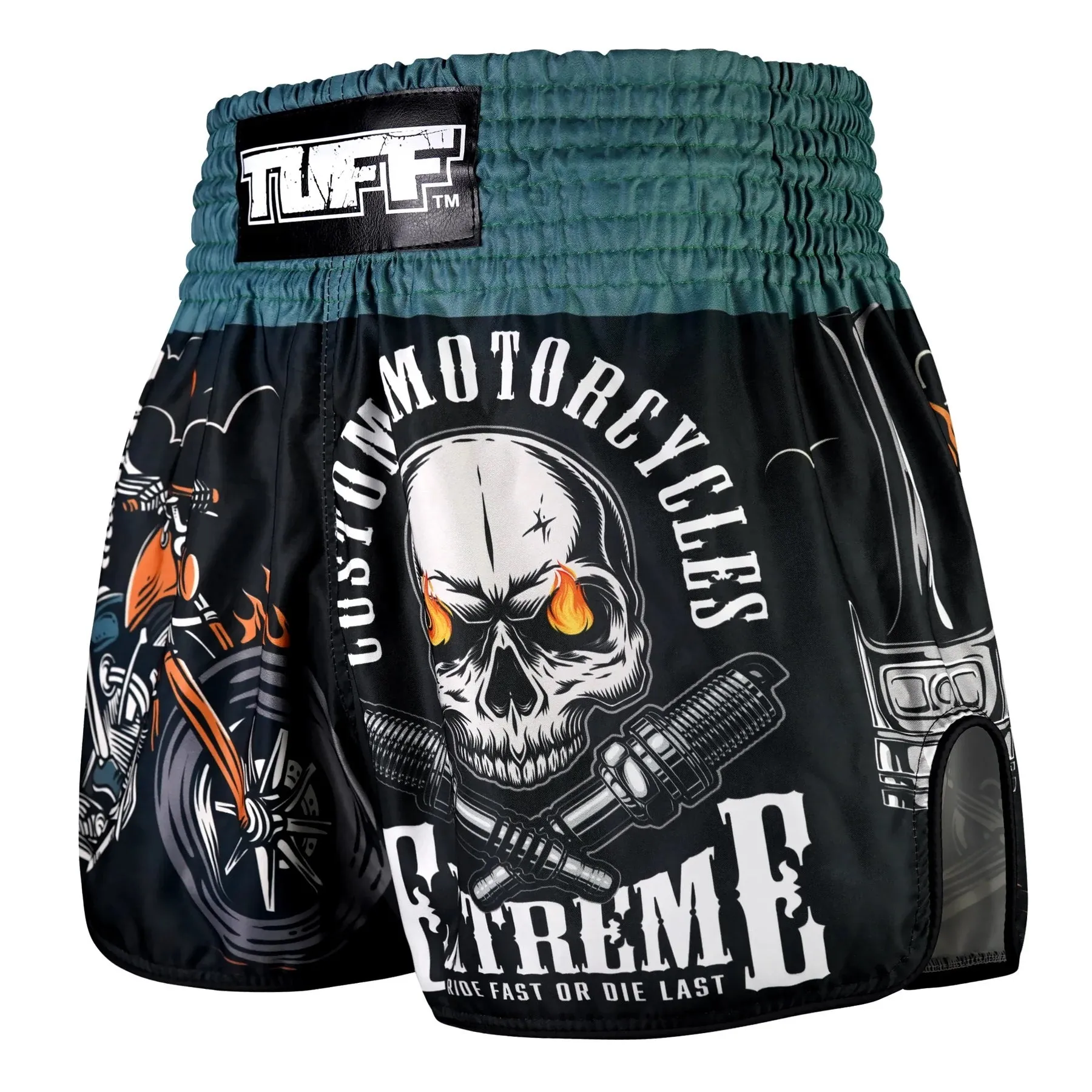 Shorts de Muay Thai Tuff High Cut The Retro Skull Rider