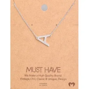 Silver Initial A Pendant Necklace A-Z