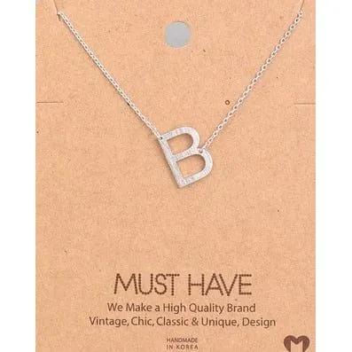 Silver Initial A Pendant Necklace A-Z