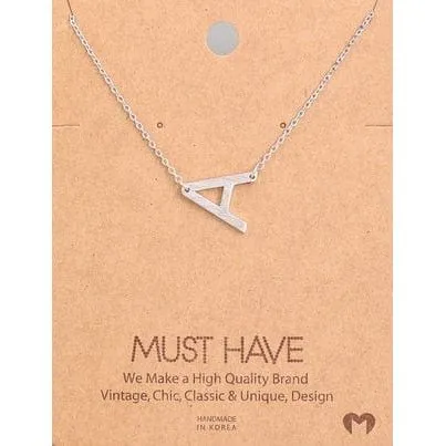 Silver Initial A Pendant Necklace A-Z