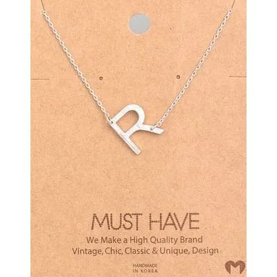 Silver Initial A Pendant Necklace A-Z