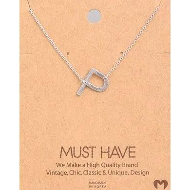 Silver Initial A Pendant Necklace A-Z