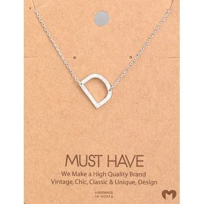 Silver Initial A Pendant Necklace A-Z
