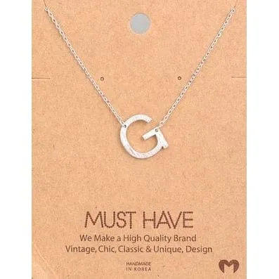 Silver Initial A Pendant Necklace A-Z