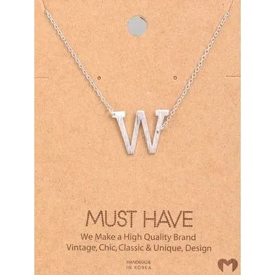 Silver Initial A Pendant Necklace A-Z